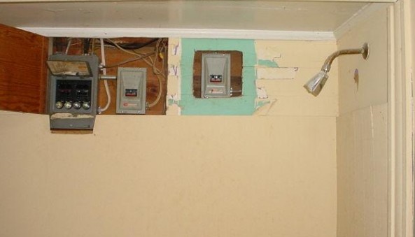 Can an electrical panel be in a bathroom closet